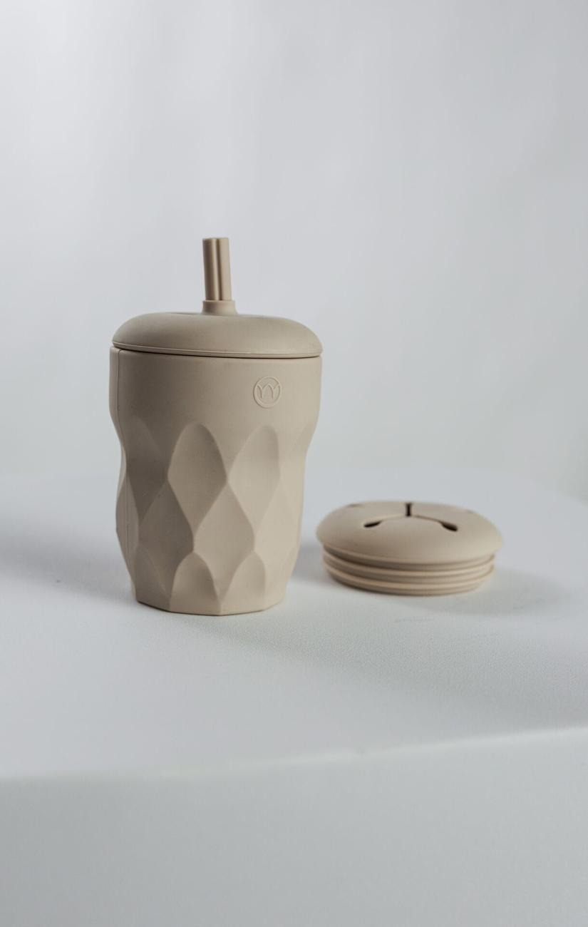 Silicone Cup with Straw and Snack Lid
