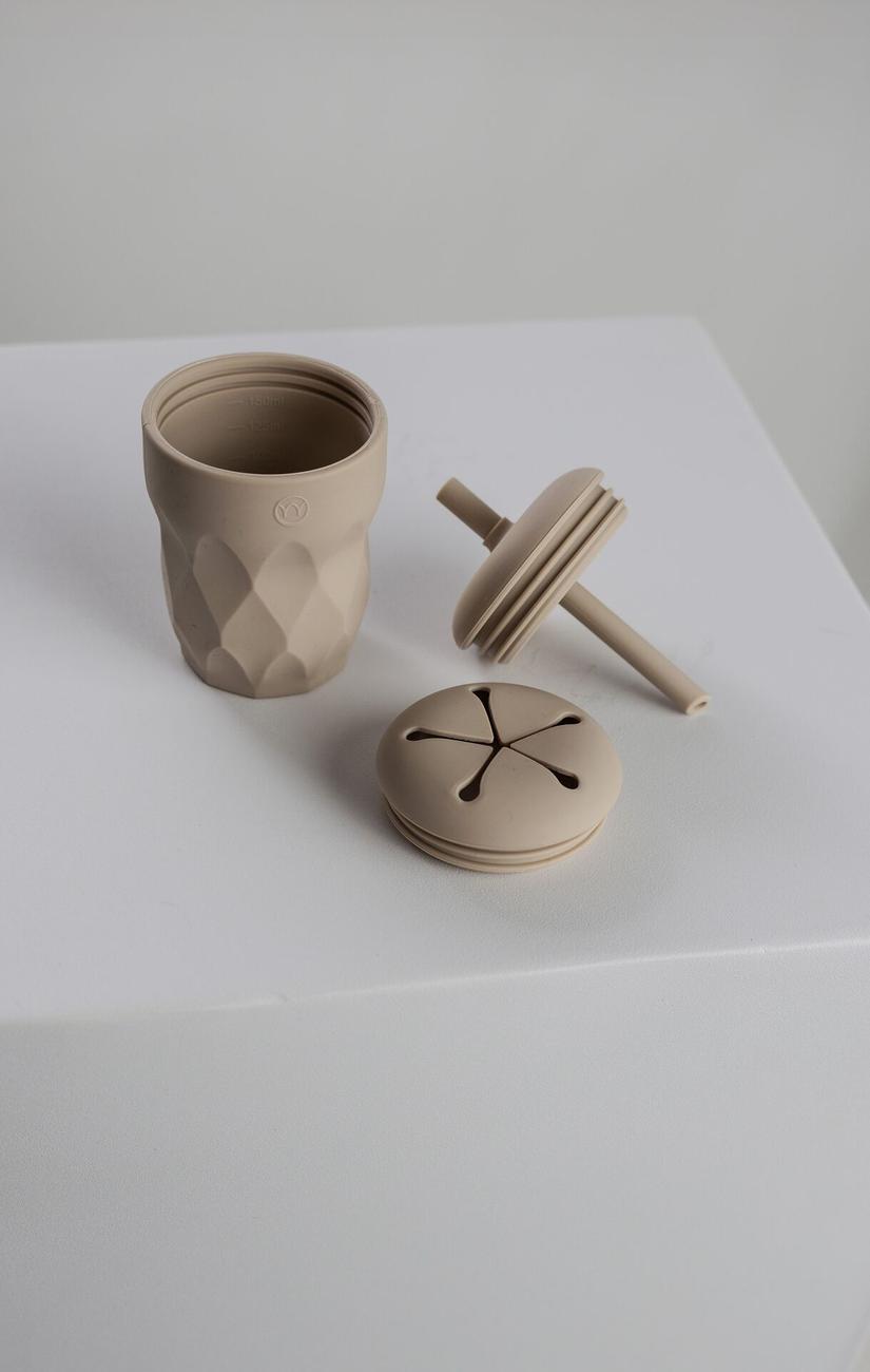 Silicone Cup with Straw and Snack Lid
