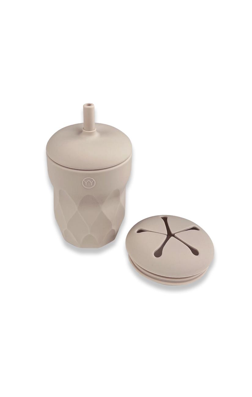 Siliconen beker met rietje & snack deksel